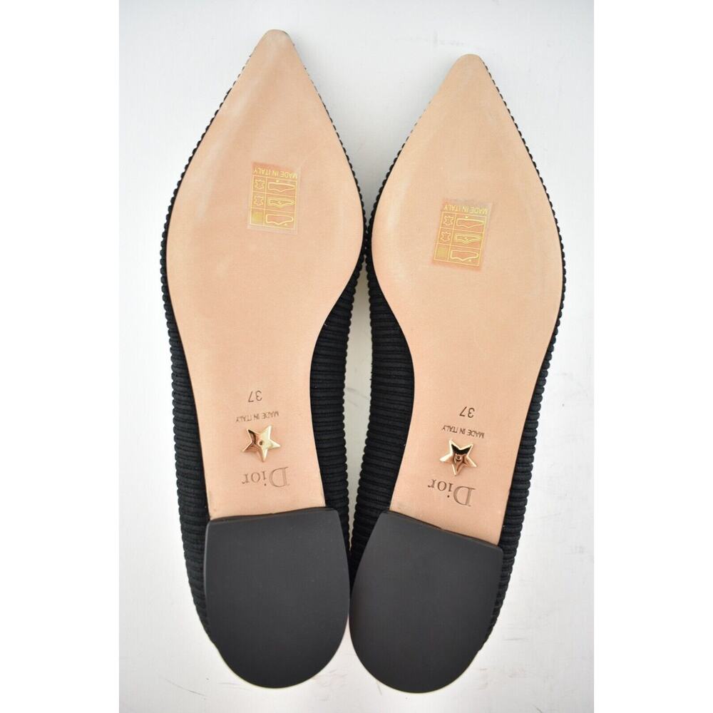 Dior J'adior Black White Ribbon Logo Embroidered Fabric Ballet Ballerina Flat 37 - Picture 12 of 12